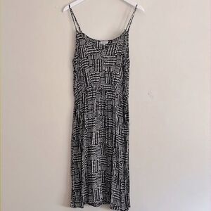 Splendid black white dots print cotton dress drawstring waist size medium